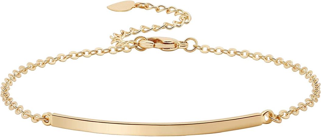 Amazon.com: Dainty Gold Bar Bracelet for Women Simple Delicate 18K Gold Plated Chain Handmade Minimalist Jewelry: Clothing, Shoes & Jewelry