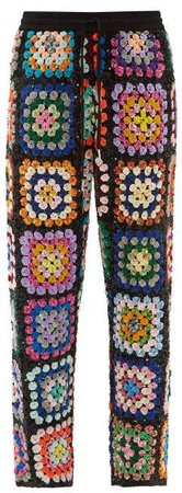 Sequinned Patchwork Crochet Trousers - Womens - Multi