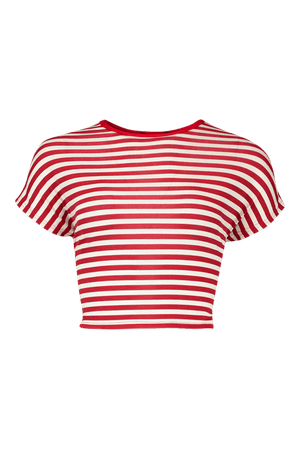Striped Cropped Ringer T-Shirt | Boohoo