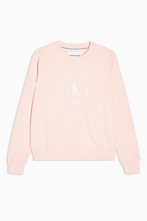 Pink Logo Relaxed Sweatshirt by Calvin Klein | Topshop