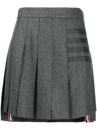 Thom Browne 4-Bar pleated flannel mini skirt