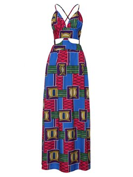 Ericdress Ankara Print Floor-Length A-Line Dress(Without Crinoline) 13599319 - Ericdress.com