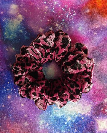 Pink Leopard Print Velvet Velour Ruffle Scrunchie Shine | Etsy