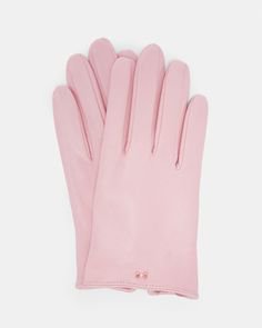 light pink leather gloves