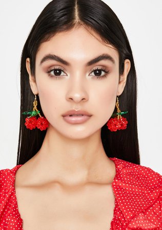 Cherry Beaded Earrings Hook Back | Dolls Kill