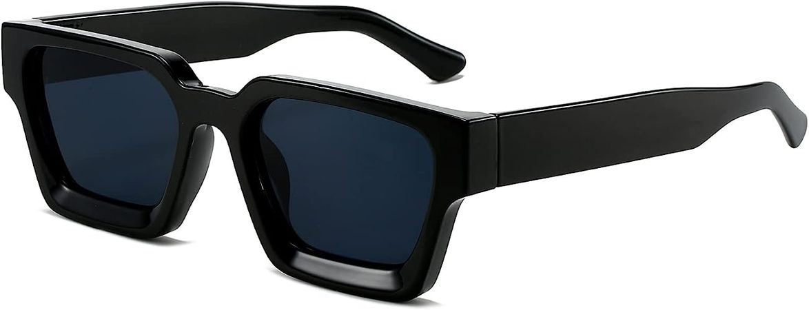 Amazon.com: EYLRIM Thick Square Frame Sunglasses for Women Men Fashion Chunky Rectangle Sun Glasses Black Shades(01 Black/Grey) : Clothing, Shoes & Jewelry