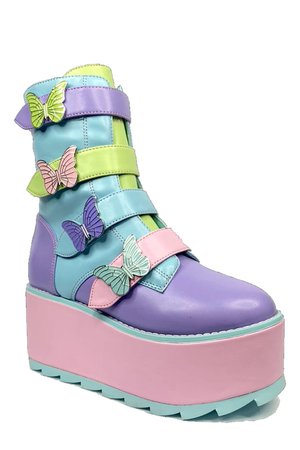 pastel butterfly platform boots