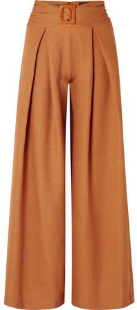PatBO - Belted Woven Wide-leg Pants - Camel