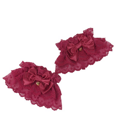 cute ribbon lace cuffs (red) - angelic pretty