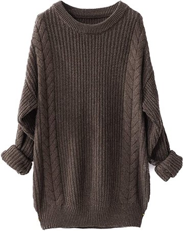 Liny Xin Women's Cashmere Oversized Loose Knitted Crew Neck Long Sleeve Winter Warm Wool Pullover Long Sweater Dresses Tops (Blue) at Amazon Women’s Clothing store