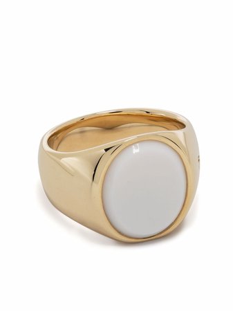 Tom Wood 9kt yellow gold oval agate ring - FARFETCH