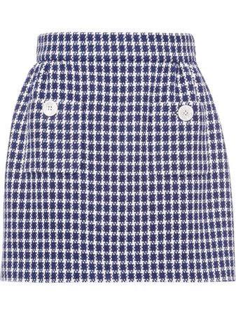 Miu Miu houndstooth mini skirt blue & white MG15691V7V - Farfetch
