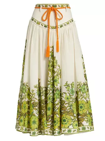 Shop ALÉMAIS Wallis Floral Linen Tie-Waist Skirt | Saks Fifth Avenue