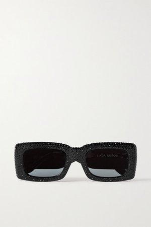 The Attico | + Linda Farrow Stella crystal-embellished square-frame acetate sunglasses | NET-A-PORTER.COM