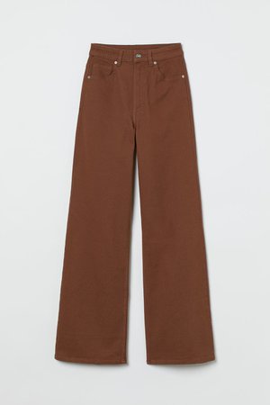 Wide-leg Twill Pants - Brown - Ladies | H&M US