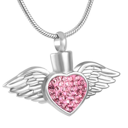 Pink heart cupid necklace