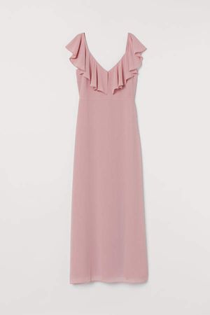 Long Chiffon Dress - Pink