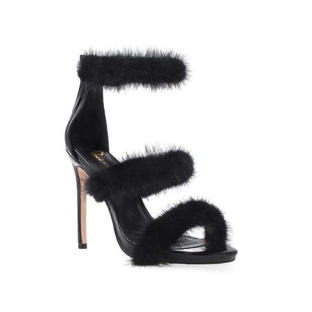 Black fur heels