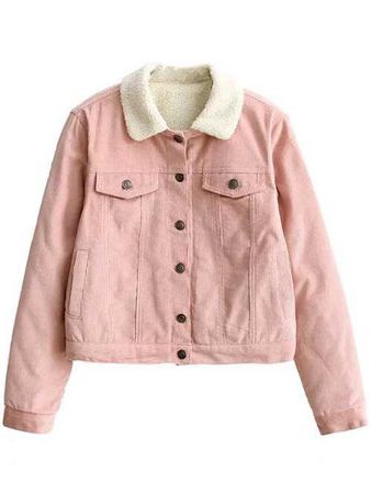 pink lined corduroy jacket
