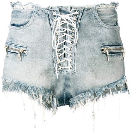 Unravel Project lace-up denim shorts