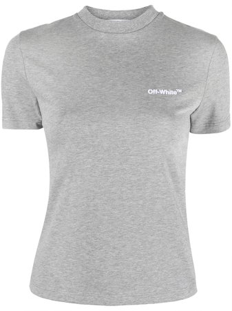 Off-White Helvetica logo-print T-shirt - Farfetch