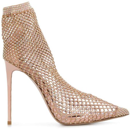 Crystal-Mesh Ankle Boots