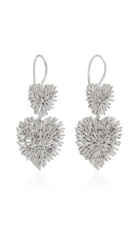Double Heart 18k White-Gold Drop Earrings By Suzanne Kalan | Moda Operandi