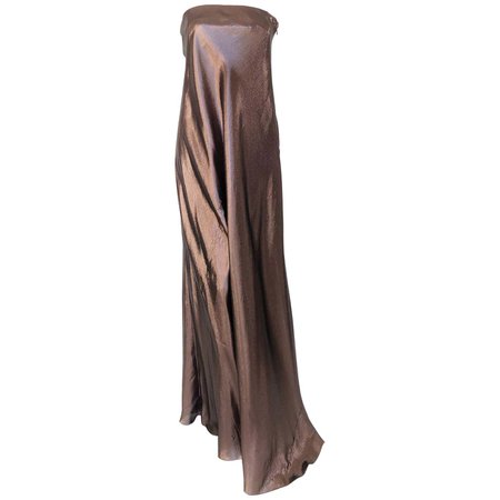 Alberta Ferretti strapless metallic gown For Sale at 1stDibs