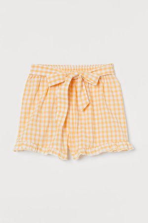 Tie-front Shorts - Yellow