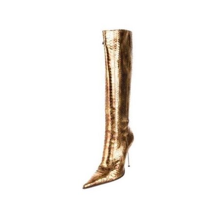 gold metallic Y2k boots shoes