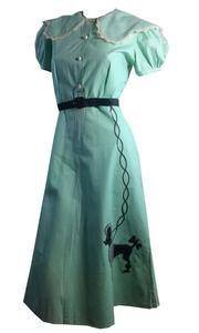 Poodle Skirt! Aqua Blue Cotton Jr. Dress with Poodle Applique and Rhin – Dorothea's Closet Vintage