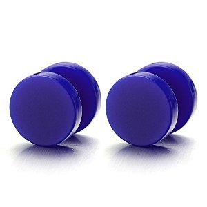 2pcs 7MM Blue Circle Screw Stud Earrings Men Women Cheater Fake Ear Plugs Gauges Illusion Tunnel: Amazon.co.uk: Jewellery