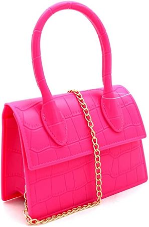 Amazon.com: Top Handle 2-Way PU Leather PVC Jelly Mini Satchel Bag Crossbody (Neon Pink) : Clothing, Shoes & Jewelry
