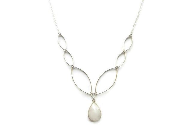 Moonstone Petal Necklace, Sterling Silver Marquise – Fabulous Creations Jewelry