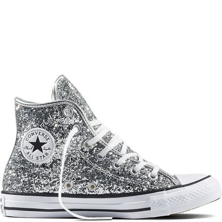 sparkly sliver converse