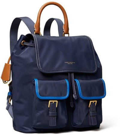 Perry Nylon Color-Block Flap Backpack