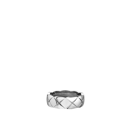 coco crush ring Quilted motif, small version, 18K white gold