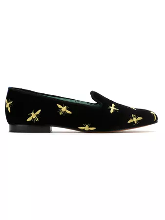 Blue Bird Shoes Embroidered Velvet Loafers