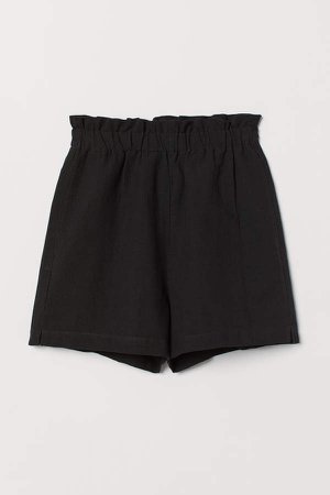Linen-blend Shorts - Black