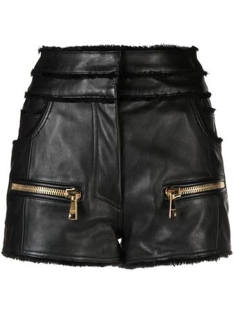 Balmain mid-rise Leather Shorts - Farfetch