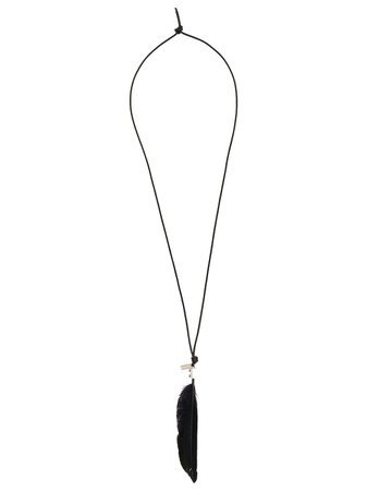 Black Ann Demeulemeester Feather Charm Necklace | Farfetch.com
