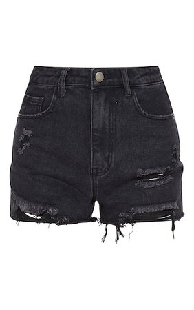 PrettyLittleThing Washed Black Ripped Shorts | PrettyLittleThing USA