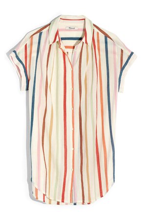 Madewell Central Rainbow Stripe Tunic Shirt | Nordstrom