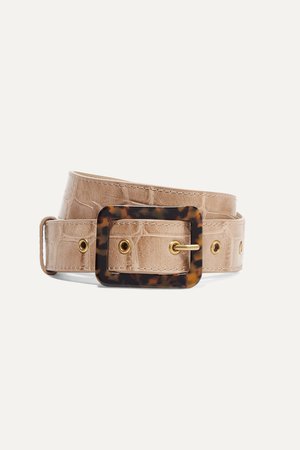 Beige Croc-effect leather belt | STAUD | NET-A-PORTER