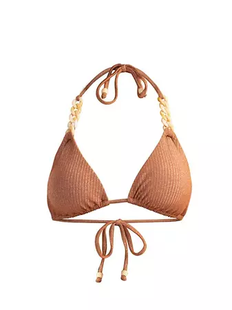 Shop Shoshanna Chain-Embellished Triangle Bikini Top | Saks Fifth Avenue