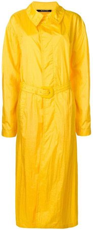 long belted raincoat