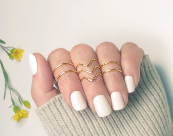 Gold Knuckle Ring Set Midi Rings Stacking Above Knuckle | Etsy
