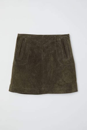 Short Suede Skirt - Green