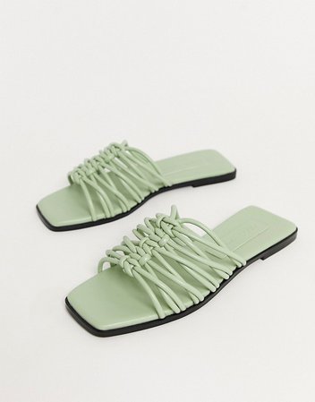 ASOS DESIGN Frankfurt multi knot mule sandals in pastel green | ASOS