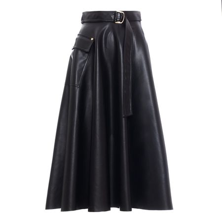 Faux Leather Midi Skirt | Nissa | Wolf & Badger
